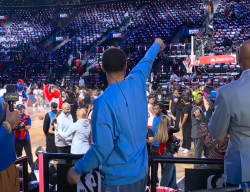 Steph Curry Hit A Ridiculous Trick Shot FROM THE NBC BOOTH Before All-Star Tip-Off